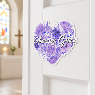 Pegatina Sorprendente Grace Purple Floral Heart