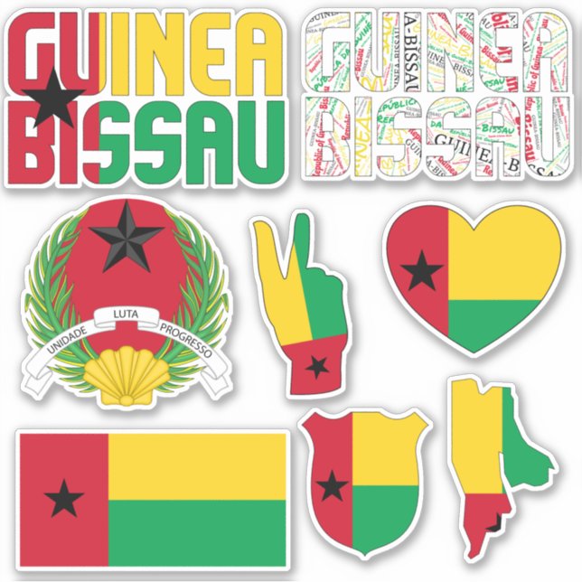 Pegatina Sorprendente Guinea-Bissau forma símbolos nacional (Anverso)