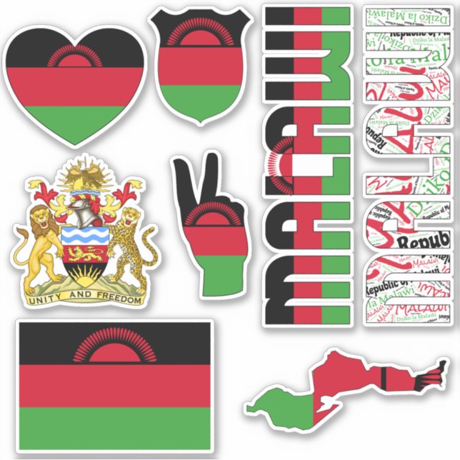 Pegatina Sorprendente Malawi configura símbolos nacionales (Anverso)