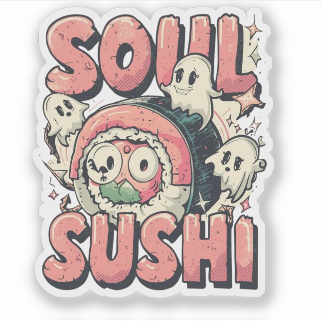 Pegatina Soul Sushi Funny Halloween Sushi Pun (Anverso)