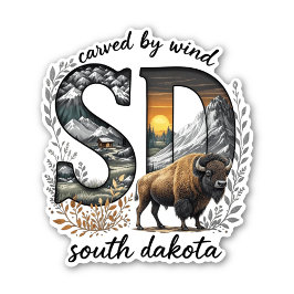Pegatina South Dakota State Sticker | Bison Wilderness Art
