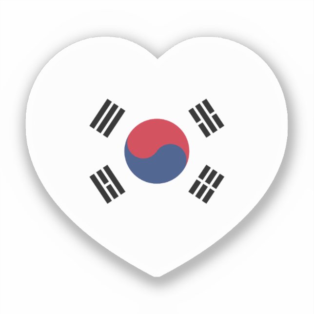 Pegatina South Korea Flag Heart (Anverso)
