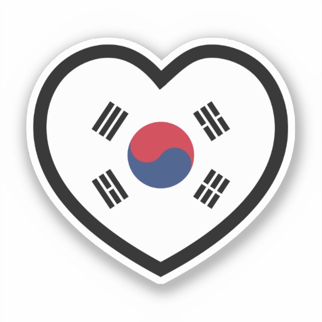 Pegatina South Korea Flag Heart (Anverso)