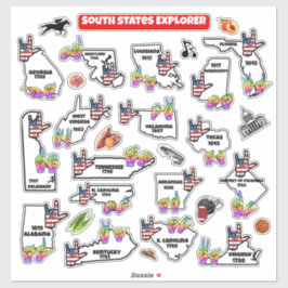 Pegatina Southern U.S. Region – Educational Sticker Map