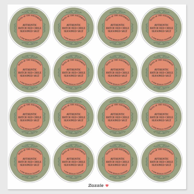 Pegatina Southwestern Style Custom Jar Box Tin Label Set (Hoja)