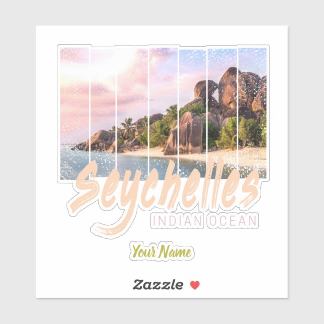 Pegatina souvenir de la puesta de sol del Océano Índico de  (Hoja)