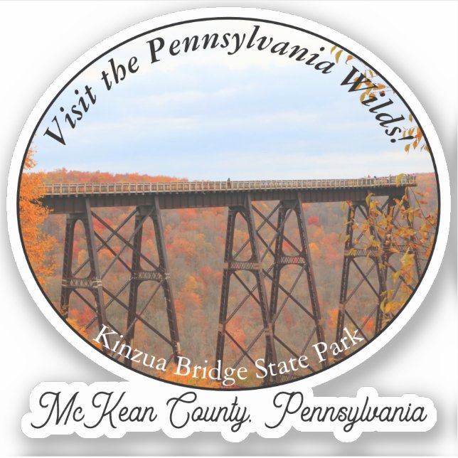 Pegatina Souvenir Kinzua Bridge State Park McKean County PA (Anverso)