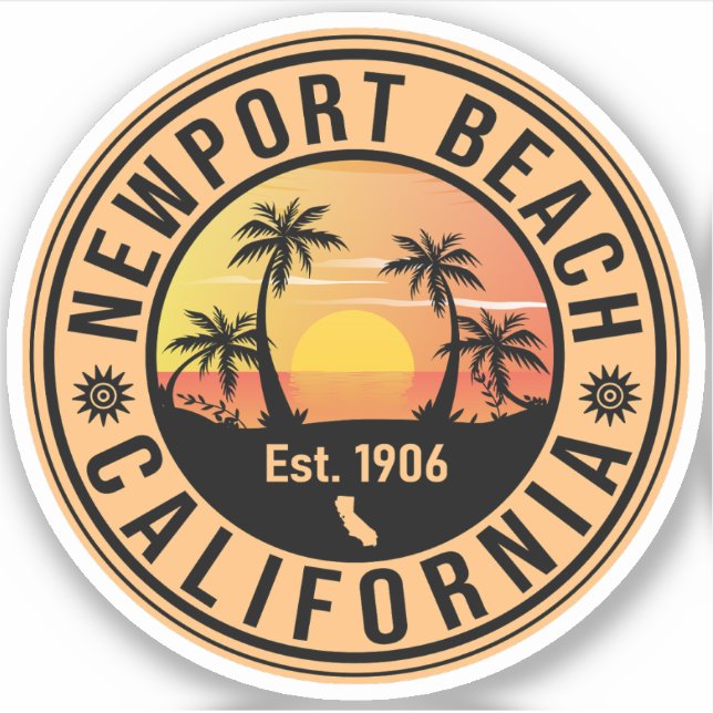 Pegatina Souvenirs de época de Newport Beach California (Anverso)