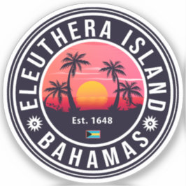 Pegatina Souvenirs Retro Sunset de Eleuthera Island Bahamas