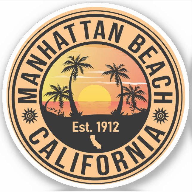 Pegatina Souvenirs Retro Sunset de Manhattan Beach Californ (Anverso)