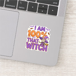 Pegatina Soy 100% esa diversión de bruja de Halloween