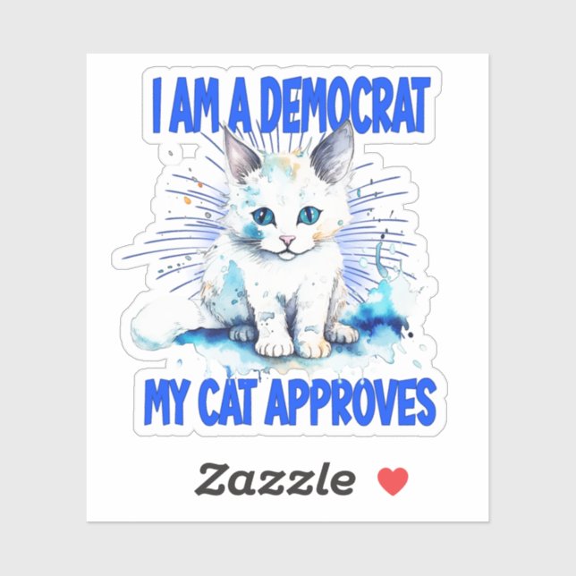 Pegatina Soy Demócrata - Mi Gato Aprueba (Hoja)