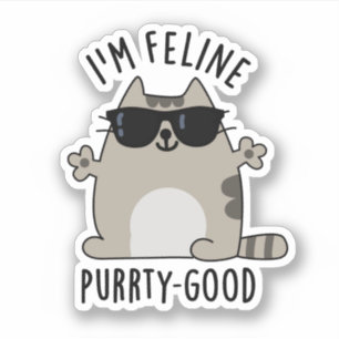 Pegatina Soy Feline Purr-ty Good Funny Cat Pun