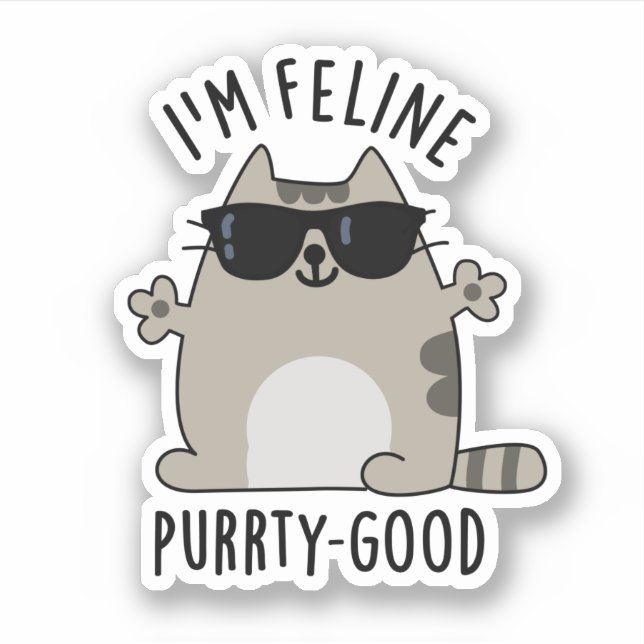 Pegatina Soy Feline Purr-ty Good Funny Cat Pun (Anverso)