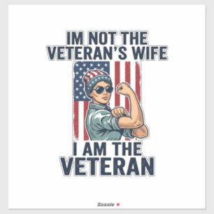 Pegatina Soy la mujer veterana patriótica diseño de veteran