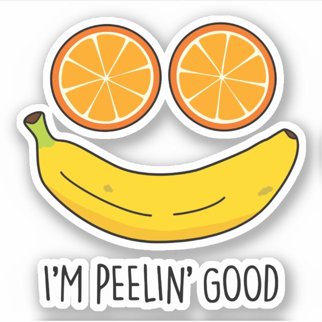 Pegatina Soy Peelin Good Funny Fruit Pun (Anverso)