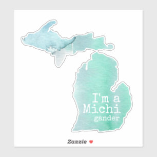 Pegatina Soy un estado de silueta acuática de Michigander