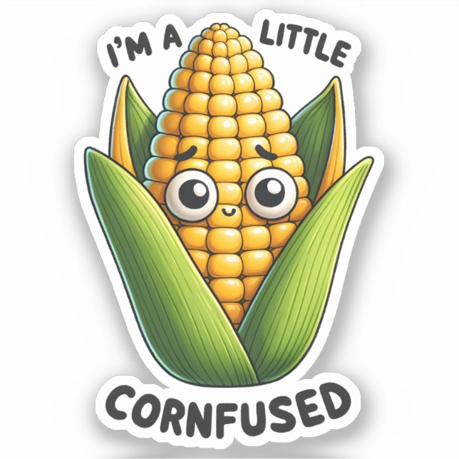 Pegatina Soy un poco confuso tarro de maíz (Anverso)