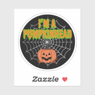 Pegatina Soy un Pumpkinhead con Spiderweb