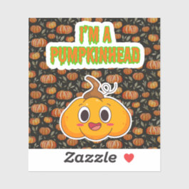 Pegatina Soy una cabeza de calabaza 1 con Plaza de fondo de