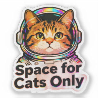 Pegatina Space for Cats Only – Astronaut Cat Mom Holographi
