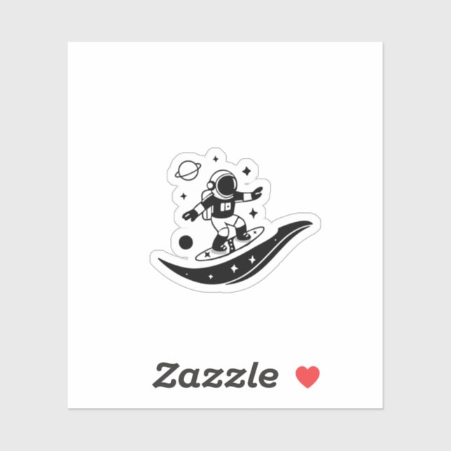 Pegatina “Space Surfer – Minimalist Astronaut Cosmic Ride (Hoja)