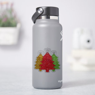 Pegatina Sparkling rojo dorado verde árbol de Navidad copo