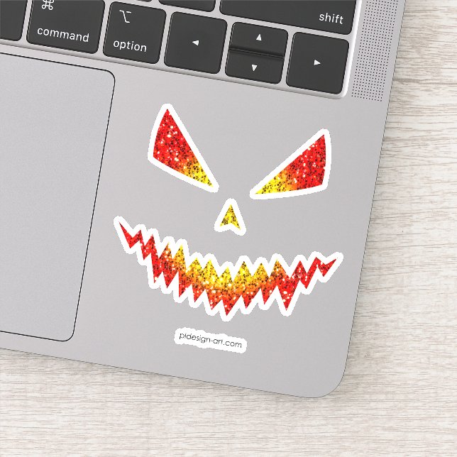 Pegatina Sparkly Jack O'Lantern frente a Halloween (Detalle)