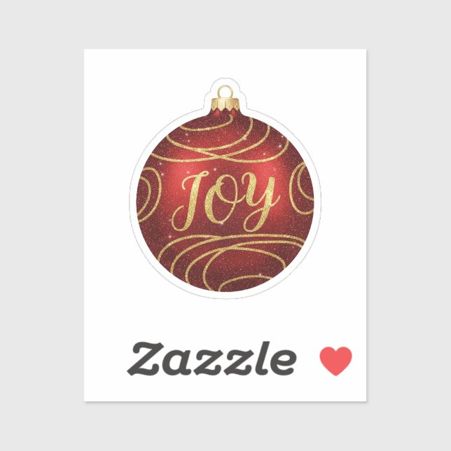 Pegatina Sparkly JOY Christmas Ornament Holiday Message (Hoja)