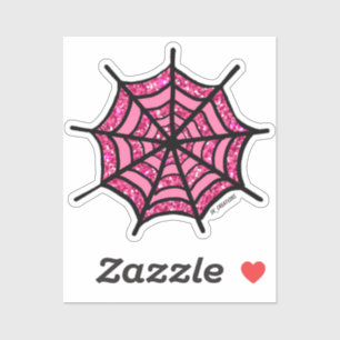Pegatina Sparkly Pink Spider Web
