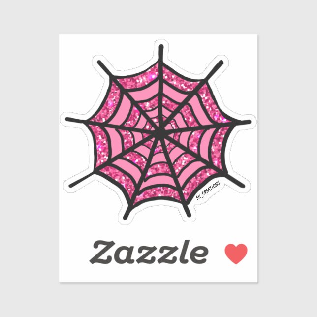 Pegatina Sparkly Pink Spider Web (Hoja)