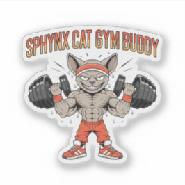 Pegatina Sphynx Cat Gym Buddy Cartoon Fitness Art