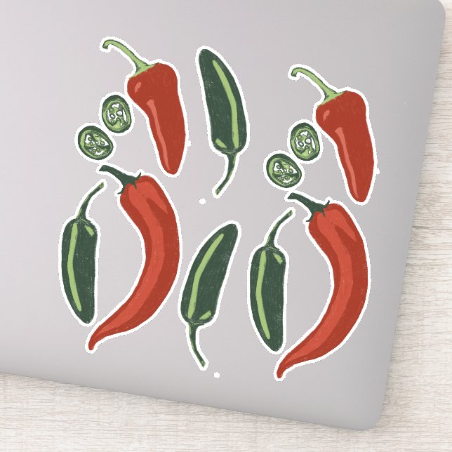 Pegatina Spicy Jalapeno Chile Pepper Set (Detalle)