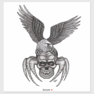 Pegatina Spiderskull con Eagle en Tatuaje-estilo