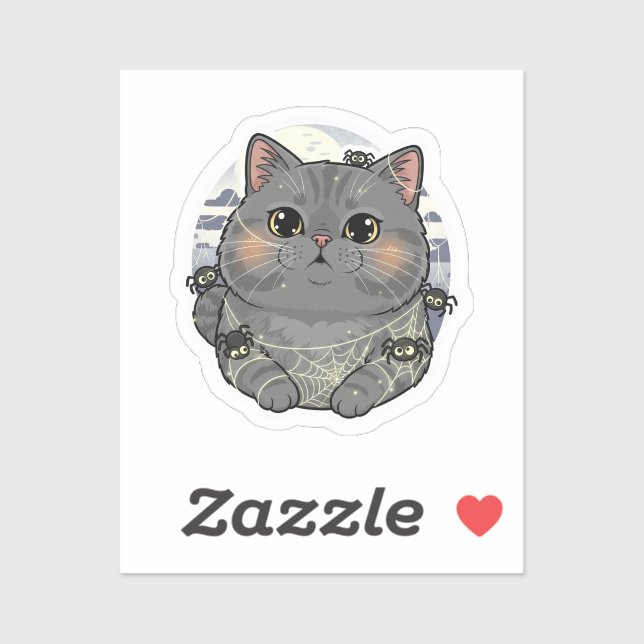 Pegatina Spiderweb Brit - Halloween del gato británico Shor (Hoja)