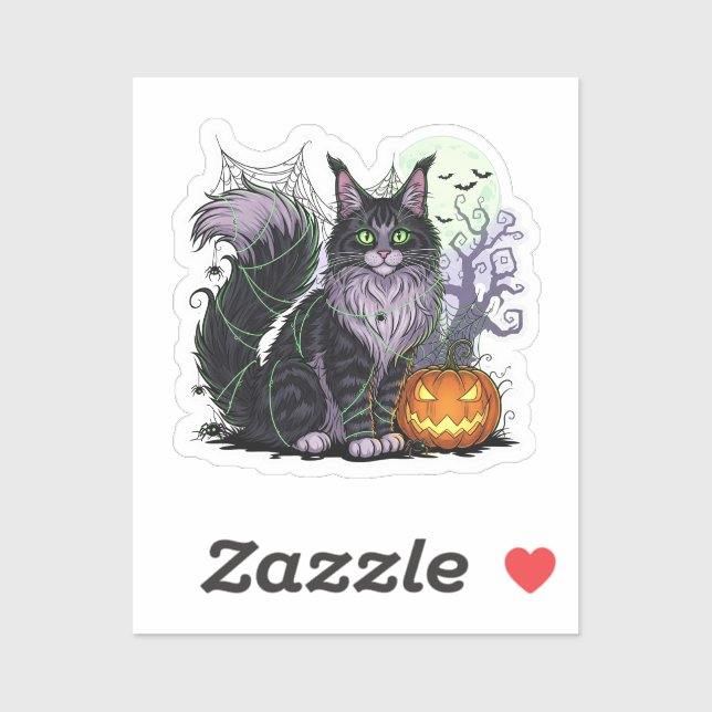 Pegatina Spiderweb Coon - Maine Coon Halloween (Hoja)