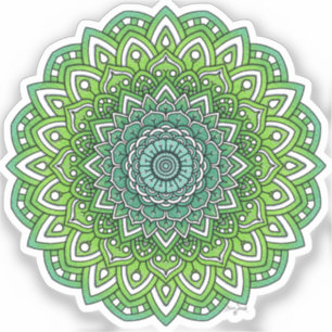 Pegatina Spiky Green Flower Mandala