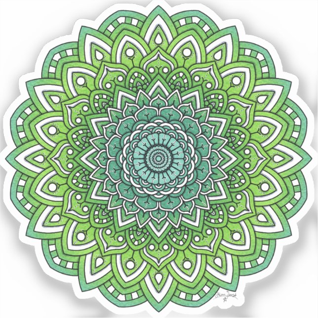 Pegatina Spiky Green Flower Mandala (Anverso)