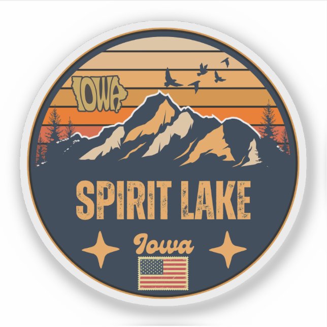 Pegatina Spirit Lake, Iowa (Anverso)