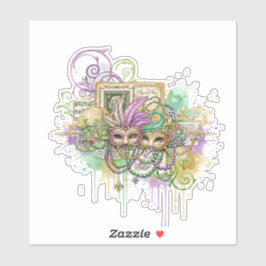 Pegatina Splatter Mardi Gras collage