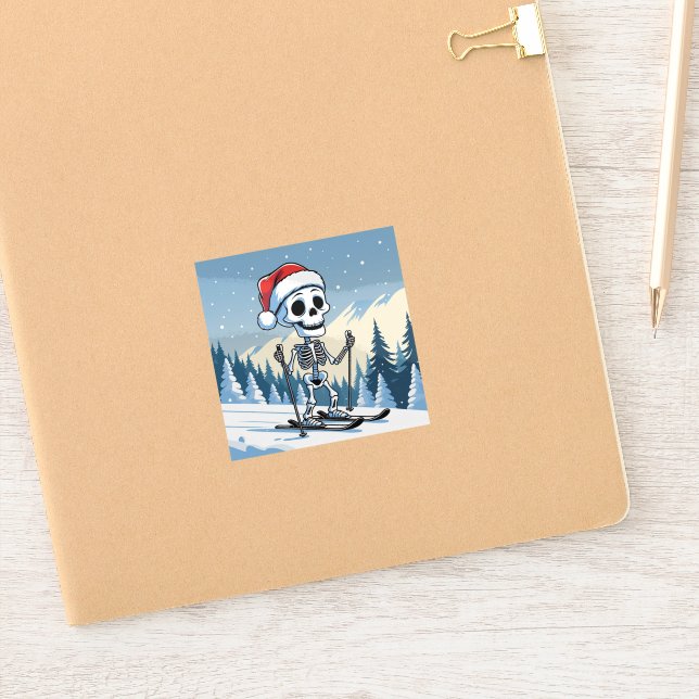 Pegatina Spooky Christmas Skeleton on Skis (Cuaderno)