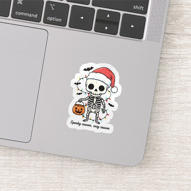 Pegatina Spooky Christmas Skeleton Sticker – Funny Holiday  (Detalle)