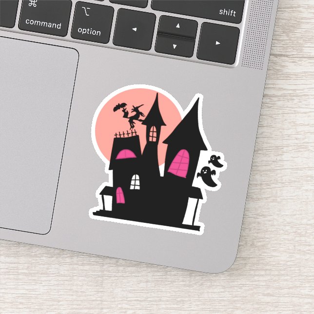 Pegatina Spooky Cute House Sticker – Soft Ghost Vibes (Detalle)