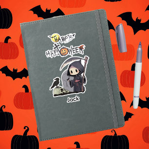 Pegatina Spooky Grim Reaper Graveyard Crow Gothic Halloween