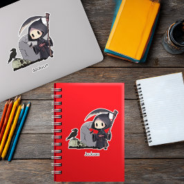 Pegatina Spooky Grim Reaper Graveyard Crow Gothic Halloween