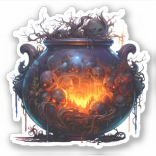 Pegatina Spooky Halloween Magic Witmes Cauldron