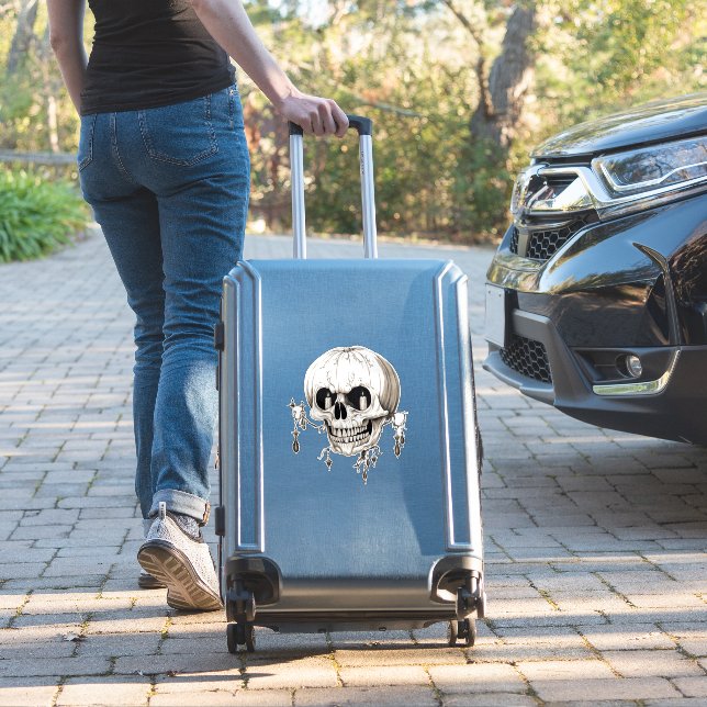 Pegatina Spooky Halloween Melting Cranium With Bat Imagery  (Maleta Insitu)