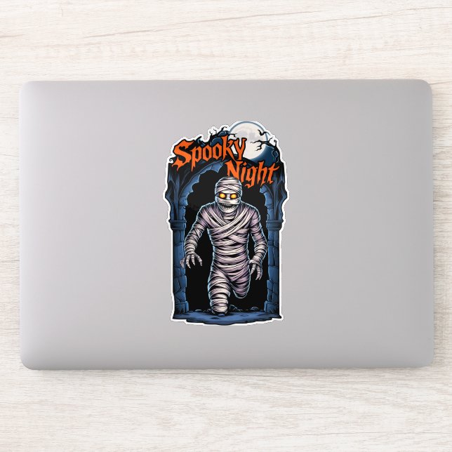 Pegatina Spooky Night - Momie effrayante halloween (Ordenador)