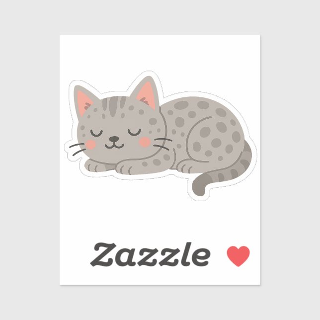 Pegatina Spotted Gray Leopard Cat – Playful Cartoon (Hoja)