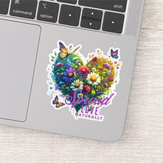 Pegatina Spread Love Naturally Floral Butterfly Heart Vinyl (Detalle)